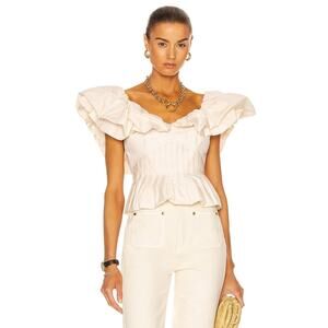Johanna Ortiz Intellectual Femme Cotton Poplin Top - Us 6 Ecru